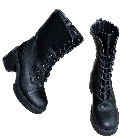 Women’s Black Military Combat Boots Mid Calf Size: 6, Natural Breeze - Picture 1 of 9